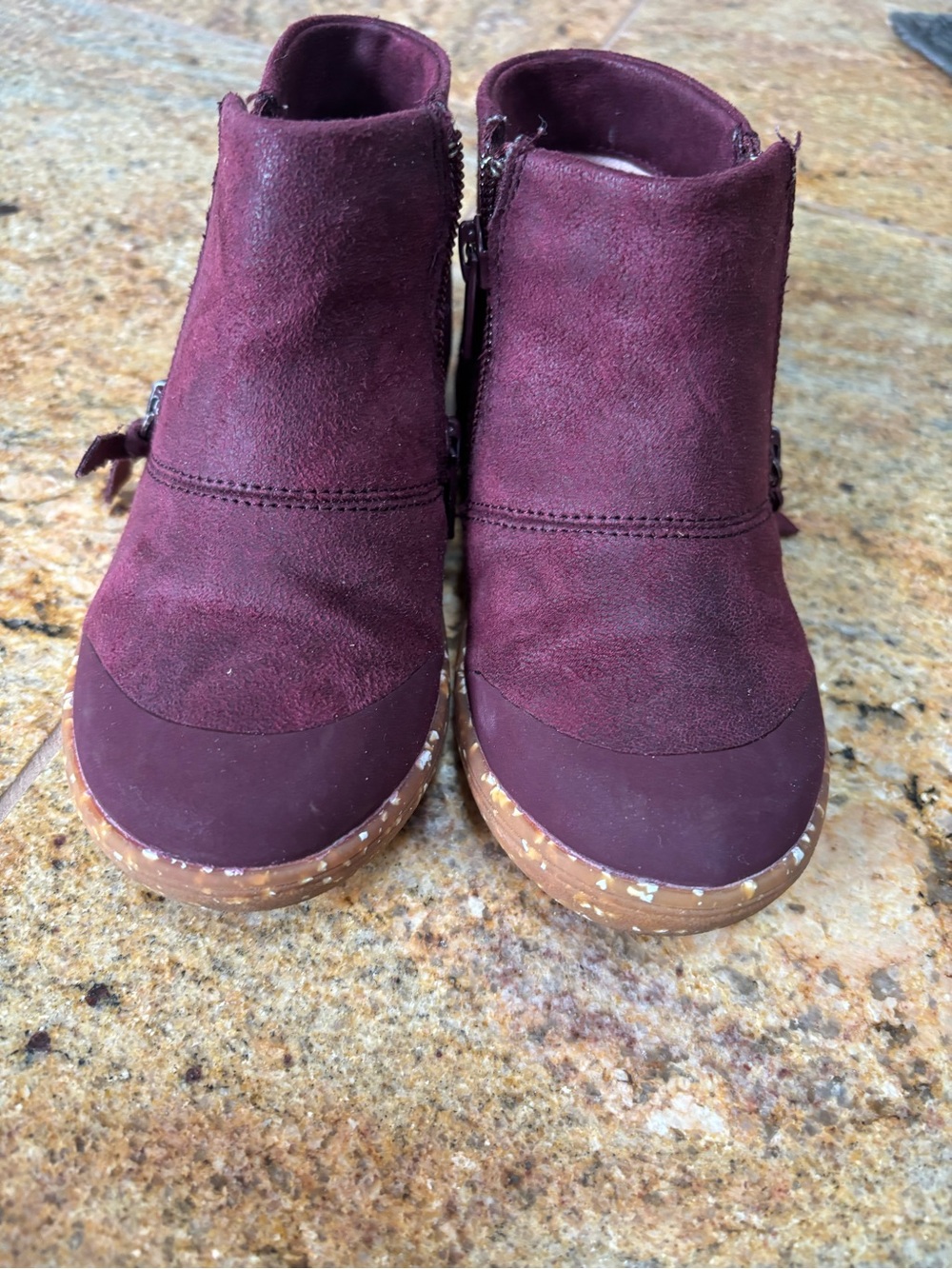 Livie & Luca Maroon Suede Toddler Ankle Boots